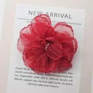 오간자 모란꽃악어집게핀 메쉬꽃헤어핀 (레드) WF4BE32