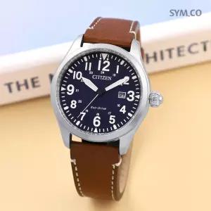 시티즌 BM6838-17L 에코드라이브 쿼츠 아날로그 클래식 남자 가죽 시계 d