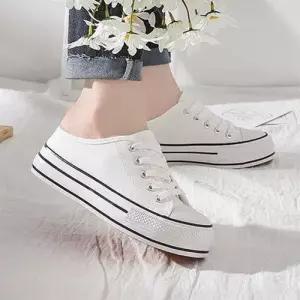 레이디스스타일 배색컬러 키높이 통굽 캔버스 뮬 스니커즈 WFJTWHQ