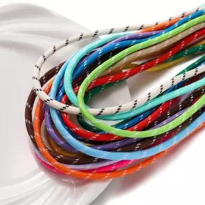 신발끈클립 빈티지 가죽 스포츠 핑크 길이 조절 살구+화이트 도트 2m