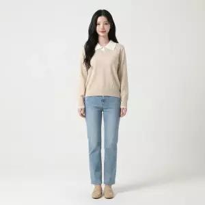 여자 베이직 깔끔한 기본템 브이넥 니트 스웨터