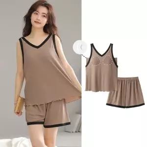 은창]골지 배색 패드 내장 어반 홈웨어 상하의 바지 세트 티셔츠 투피스 홈웨어 셋업 바지 여름 반바지 휴