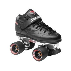 남녀용 슈어 그립 레벨 아반티 실내 롤러 스케이트 | 나일론 밑창이 있는 폴리우레탄 소재 8mm 알루미늄 트럭, 7개의 베어링 - 블랙 색상 제공