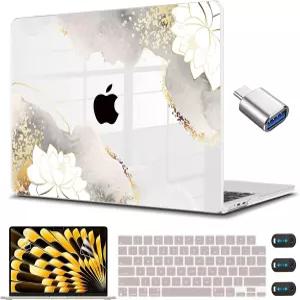 맥북 에어 15인치 케이스 2025 2024 2023년 출시 모델 A3241 A311 42941 플로럴 하드 쉘 키보드 스킨 웹캠