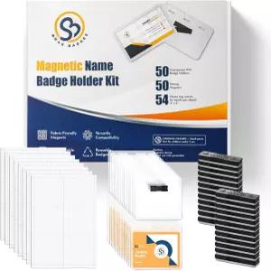 스웨그 배지 50팩 마그네틱 이름 홀더 완전한 키트 4인치 x 3인치 패브릭 친화적인 자석이 있는 맞춤형 ID