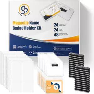 스웨그 배지 24팩 마그네틱 네임 홀더 완전한 키트 4인치 x 3인치 패브릭 친화적인 자석이 있는 맞춤형 ID