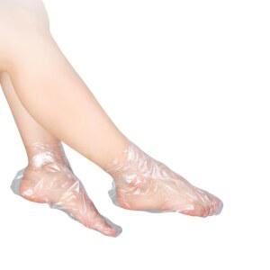 지탑 100Pcs 플라스틱 발 커버 일회용 양말, 파라핀 목욕 보습제 건조하고 갈라진 발을 방지하고 촉촉하게 해줍니다(100P 투명)