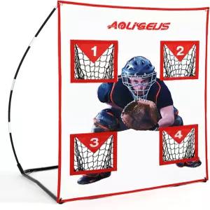AOLIGEIJS 야구 및 소프트볼 피칭 네트 포켓 스트라이크 존 타겟 4개 정확도 훈련을 위한 현실적인 포수