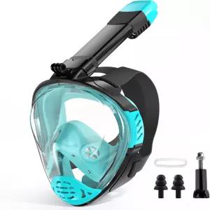 풀 페이스 스노클 마스크 스노클링 장비 분리형 카메라 마운트가 있는 스쿠버 다이빙 드라이 탑 180° 뷰