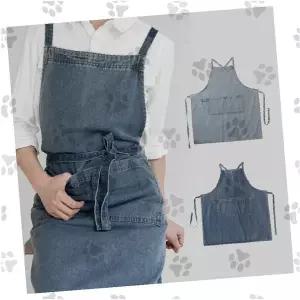 데님 앞치마 카페 공방 유치원 어린이집 캐주얼 워싱 포켓 허리끈 조절 작업복 앞치마