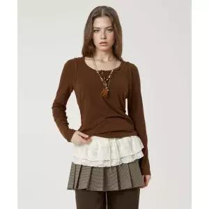 후아유 WHO.A.U Layered Long Sleeve T-shirt WHLAF4V82F 268657