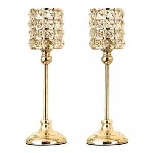 키밍 GOC557B7 크리스탈 골드 촛대 인테리어 현관 장식품