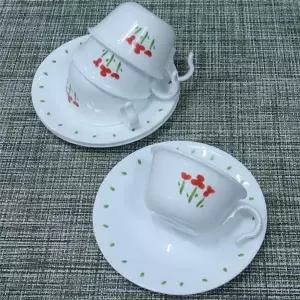 도자기컵 커피컵 꽃무늬 커피잔 세트 4인조 찻잔 코렐 홍차잔