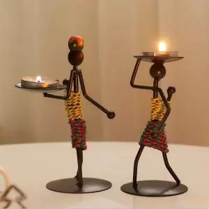 키밍 QUF562Y4 북유럽 인형 촛대 메탈 인테리어 캔들 홀더