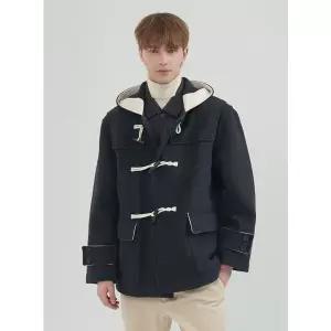 울 블렌드 더플 숏코트_차콜