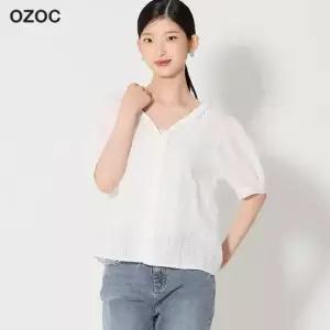 레이스 원단 브이넥 블라우스