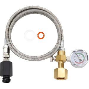 업그레이드된 소다 머신 Co2 호스 스틸 원터치 CGA320 직접 큰 압력 피즈 게이지, 더 피지 호스, (60인치) 아쿠아 워터 어댑터를 / 제트 탱크 어댑터 스테인리스