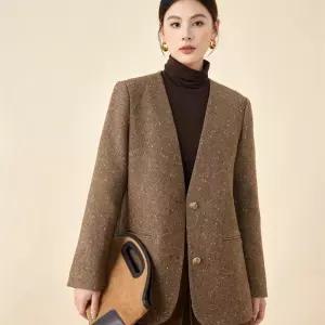 여자자켓 빈티지 신상 코트 울 캐주얼 헤링본 트위드 정장 겨울 심쿵희망