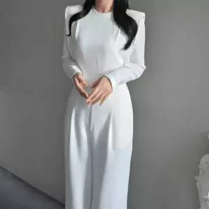 [하프클럽/엘린무드]그램 어깨패드 점프수트 정장 롱 맥시 키큰여자 점프슈트(2color)