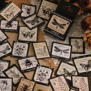 Journamm 빈티지 미니 박스 스티커 DIY 스크랩북 장식 저널링 콜라주 사진 앨범 씰링 문구류, 46 개/박스