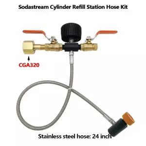 호환  대형 CO2 탱크 병 W21.8-14 DIN477 CGA320에서 Sodastream Tr21-4 실린더까지 볼 밸브가 있는 리필