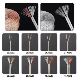 2100M UL2468 전선 PVC 절연 2 핀 케이블 30AWG  16AWG 스피커 오디오 램프 LED 스트립 연장 구리 코드