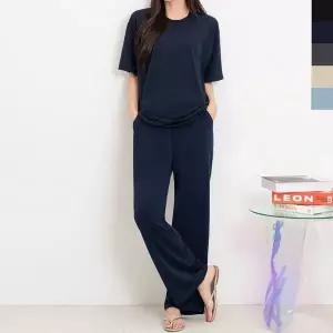 13시원한바지 여성의류 여자아이스반팔티밴딩일자 (WFK68P8)