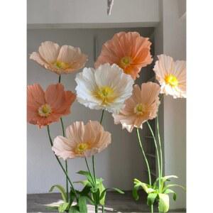 졸업식포토존 대형 한송이막대받침대 옐로우 축하 장식 컬러 종이꽃 연한 자이언트플라워 재료