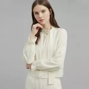 국산 여성 레이어드 랩 리본 크롭 블라우스 SIU-WBL-21020-베이지