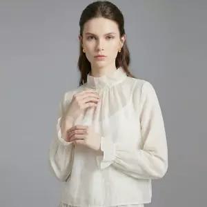 국산 여성 반목 시스루 프릴 하객룩 블라우스 SIU-WBL-21018-아이보리