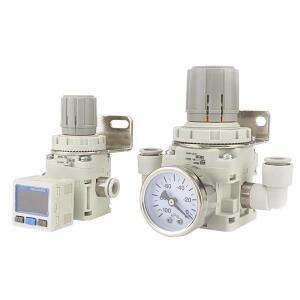 IRV 음압 진공 레귤레이터, 압력 게이지가 있는 직선 엘보 피팅, 디지털 스위치 IRV10, IRV20