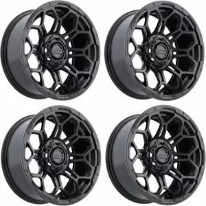 GTW 브라보 14인치 알루미늄 골프 카트 휠 14x7 4-4 볼트 3 4 오프셋 4개 세트(매트 블랙)