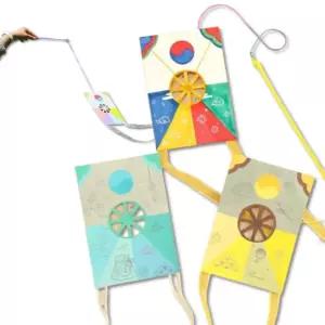 10set 미니 방패연만들기 전통문양 스틱 손잡이 추석 교재교구