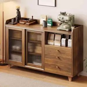 벽면에 붙은 일본식 식탁 사이드보드 통합형 거실 벽면에 붙은 차 캐비닛 주방 수납 캐비닛 수납 캐비닛 서