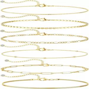 디어메이 트렌디한 여성용 방수 금도금 팔찌 세트 14K 골드 주얼리 패션 스태커블 테니스 비즈 피가로