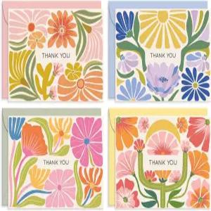 봉투가 있는 S O 감사 카드 - 손글씨 메시지를 위한 스타일리시한 종이 공란 24장의 장식 시트와 봉투 세트