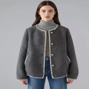 [드레스허그]아인스 트위드 패턴 니트 가디건 자켓