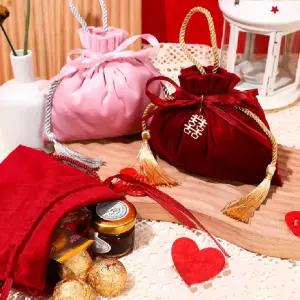 벨벳 복주머니 설날 명절 용돈주머니 외국인기념품 자수 한복코디 새뱃돈 파우치 봉봉샵