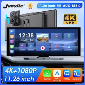 11.26인치 4K DVR 무선 카플레이 및 안드로이드 오토 휴대용 대시캠 차량 모니터 IPS 스크린 비디오 레코더