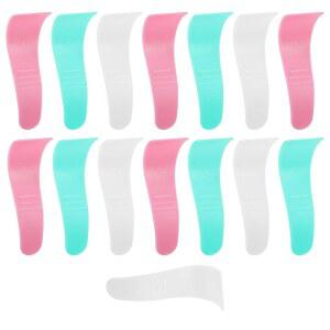 완무 15개 휴대용 헤어 왁스 클렌징 주걱, 재사용 가능한 제거 어플리케이터 스틱, 플라스틱 제모 크림 및 마스크 스크레이퍼 여성용 미용 도구(화이트, 그린, 핑크)