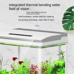 스마트 어항 필터 무소음 먹이 플렉시 유리 수족관 상자 LED 조명 금붕어 그릇 탁상 생태 물 탱크