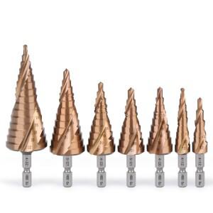 1PC 4-12/4-22/4-32/5-21/5-27mm M35 코발트 스텝 드릴 비트 6.35mm 육각 섕크 HSS-Co 콘 나선형 홈 금속