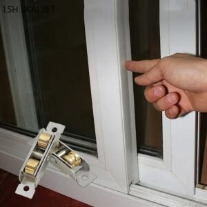 4pcs 스테인레스 스틸 구리 휠 도어 및 창 도르래 슬라이딩 롤러 가구 하드웨어 트랙 음소거