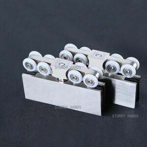 스테인레스 스틸 유리문 걸이 바퀴 110kg 하중 슬라이딩 도어 풀리 롤러 트랙