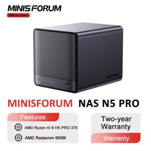 미니스포럼 NAS N5 PRO 미니 PC AMD 라이젠 AI 9 HX 370 지원 DDR5 ECC 144TB 용량 미니스클라우드 OS 오피