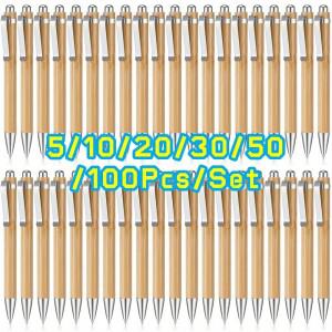 5/10/20/30/50/100PCS 대나무 볼펜 편지지 파티 펜 사무실 학교 용품 비즈니스 선워터