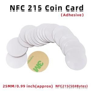 25mm 13.56Mhz NFC Nt/ag215 스티커 접착 코인 카드 태그 NT/AG 215 PVC  휴대폰용 방수