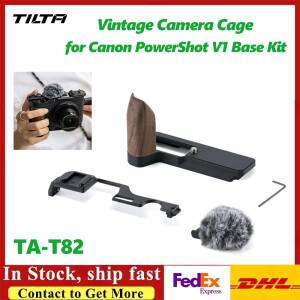 TILTA 캐논호환 PowerShot V1 기본 키트용 빈티지 카메라 케이지 - 나무로 된 검정색 마이크 윈드스크린 상
