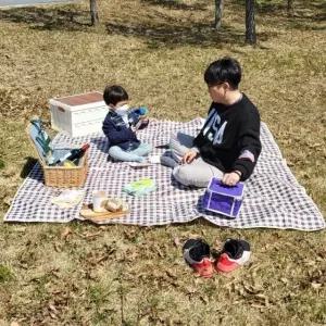 고품질 방수 피크닉 매트 체크 패턴 대형 초콜렛 색상 실내외용 (WFKG125)