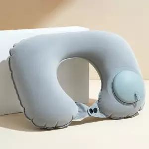 휴대용 접이식 에어 목베개 차량용 여행 목쿠션 터치펌프 간편공기주입